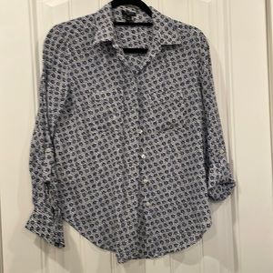 Ann Taylor daisy silk top XS